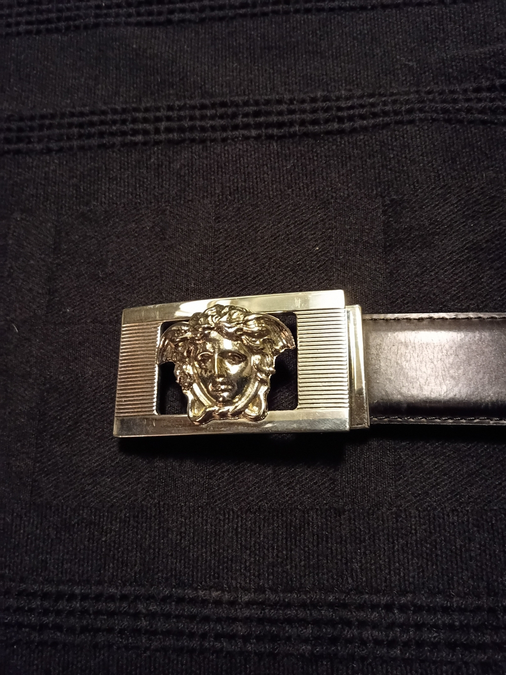 Versace Medusa Buckle with Black Leather Belt
